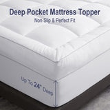 HYPREST Pillow Top Mattress Topper King, Extra Thick Mattress Topper 1300 GSM Down Alternative, 100% Cotton Soft Plush Bed Topper 8-24" Deep Pocket HYPREST