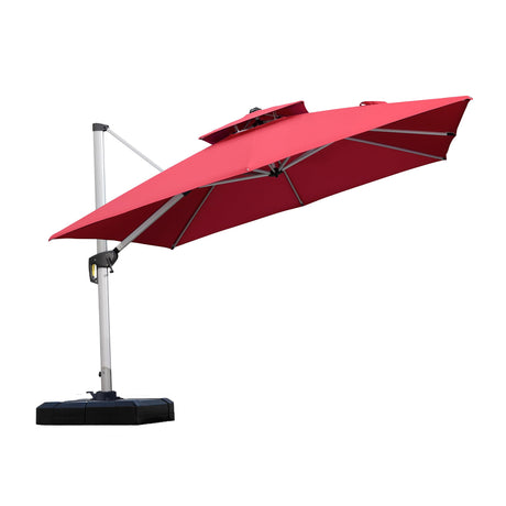 PURPLE LEAF Patio Umbrella 10ft Outdoor Square Umbrella Large Cantilever Umbrella Windproof Offset Umbrella Heavy Duty Sun Umbrella for Garden Deck Pool Patio, Terra PURPLE LEAF