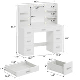 VICTONE Vanity Desk with LED Lighted Mirror&Power Outlet, 3 Model Lights Makeup Vanity Table with 7 Drawers and 6 Storage Shelves for Bedroom and Dressing Room (White) VICTONE