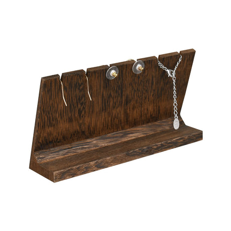 MOOCA Stunning 3-Piece Wooden Jewelry Display Stand Set - Versatile Earring and Pendant Organizer | Elegant Jewelry Stand, Rack, and Holder for Earrings | Holds up to 12 Pairs, Brown Color MOOCA