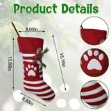 Estivaux Large Christmas Stockings Xmas Fireplace Hanging Stockings Burgundy Red Knit Stocking White Stripes Stockings Gift Holding Bag for Home Christmas Decorations Party Favor Supplies Estivaux