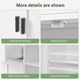 FIONESO Bathroom Cabinet, Storage Cabinet with 2 Doors and 3 Shelves, Coffee Bar Cabinet, Floor Cabinet, for Bathroom/Entryway/Living Room, White FIONESO