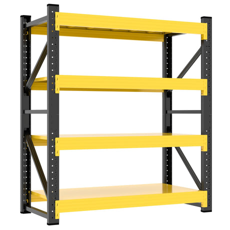 Kobito 5000LBS Garage Storage Shelves, 59" W Garage Shelving Heavy Duty Adjustable Shelving Unit, 4 Tier Metal Utitly Shelves Industrial Shelving for Warehouses,Basement,Black Yellow Kobito