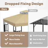 GUINGFUN 10 x 10 Gazebo Canopy Replacement Cover, Double Tiered Gazebo Canopy Replacement Top for Outdoor Patio Garden Canopy (Khaki) GUINGFUN