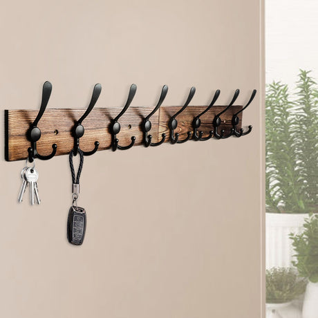 Homagic Coat Rack Wall Mount 31.5'' Coat Hanger Wall Mount Burnt Brown Coat Hooks for Wall Rustic Towel Racks for Bathroom Living Room Coat Hat Cloth Homagic