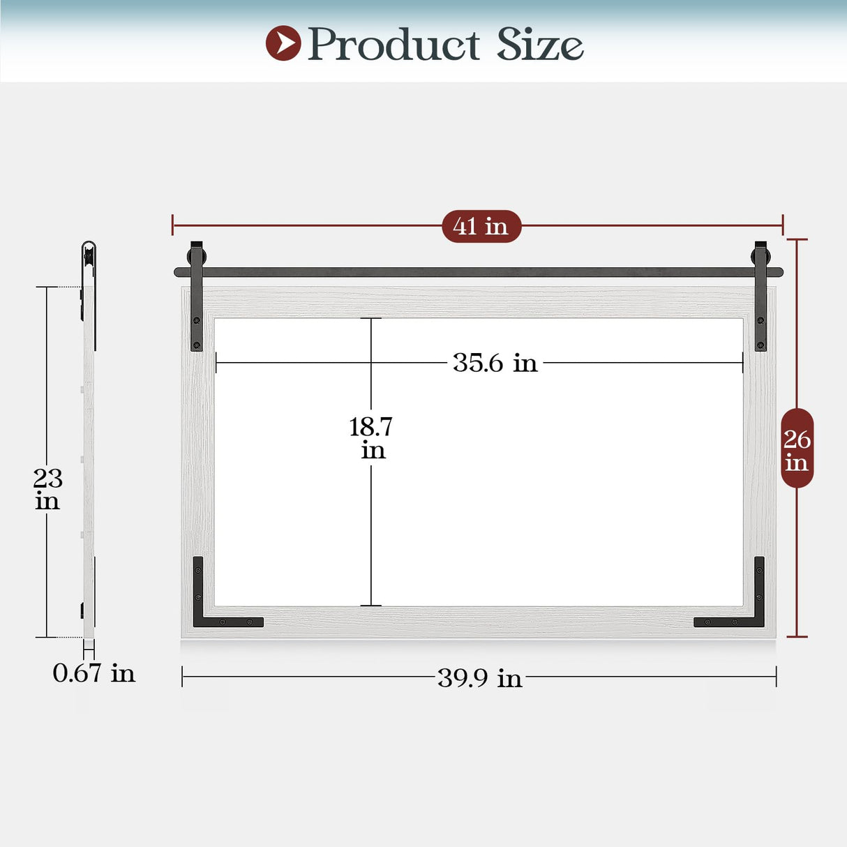 Mestikits Farmhouse Mirror 41x26 Inch, White Rustic Bathroom Mirror, Vanity Wood Framed Rectangular Wall Decor Mirrors for Entryway, Living Room, Bedroom Mestikits