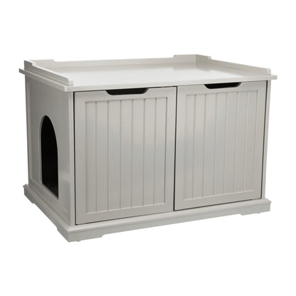 TRIXIE XL Furniture Litter Box Enclosure (Gray), Hidden Litter Box for Cats with Openings on Either Ends & Large Ventilations Slots, Double Doors for Easy Cleaning, Removable Divider