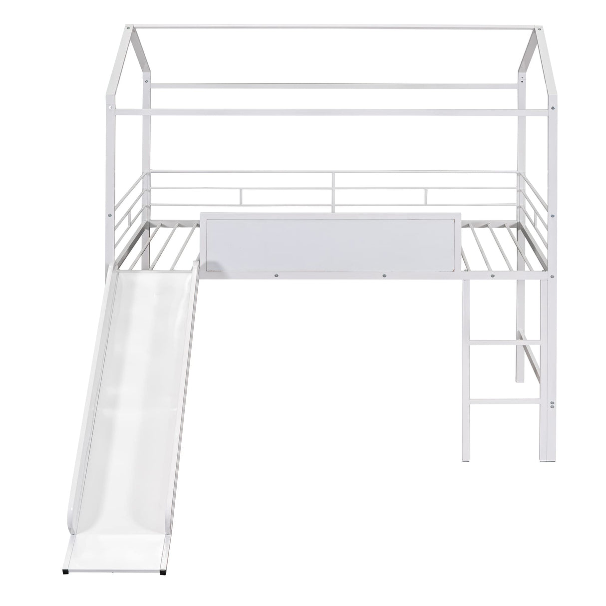Harper & Bright Designs Twin Size House Loft Bed with Slide, Metal Loft Bed Frame Twin with Ladder, Kids Playhouse Loft Bed with Writing Board for Girls Boys, No Box Spring Needed, White Harper & Bright Designs
