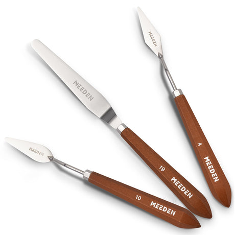 MEEDEN Artist Palette Knife Set: 3Pcs Art Spatula Knives with Wooden Handle - Stainless Steel Pallet Knives for Oil, Acrylic Canvas Painting MEEDEN