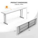 VINGLI 6 FT Narrow Folding Table,Premium Quality HDPE Material and Sturdy Metal Frame, Perfect for Buffet, Seminar, Party, Training, Home Work VINGLI