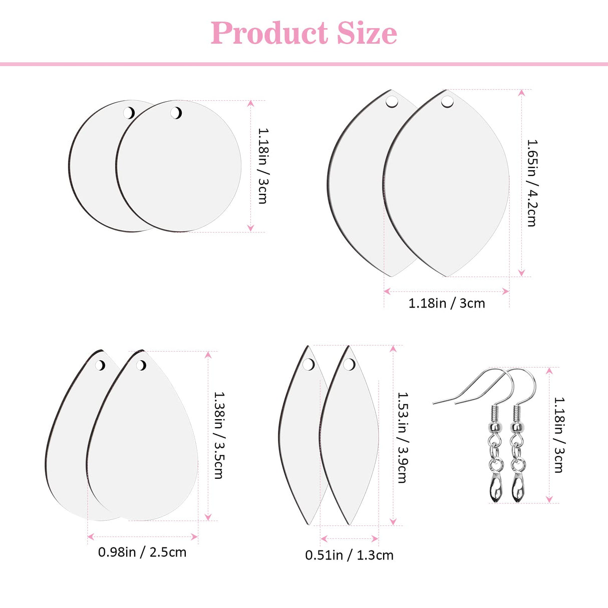 Catcan 32 Pieces Sublimation Earring Blanks, Heat Transfer Sublimation Ornament Blanks with Earring Hooks and Jump Rings for Women Jewelry DIY Making Sublimation Accessories Catcan