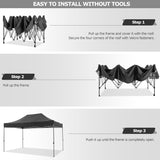 COBIZI 10x15 FT Pop up Canopy Tent,Heavy Duty Easy Up Commercial Outdoor Party Canopy Tents for Wedding Parties All Season Wind & Waterproof Gazebo with Carry Bag,Black(Frame Thickened) COBIZI