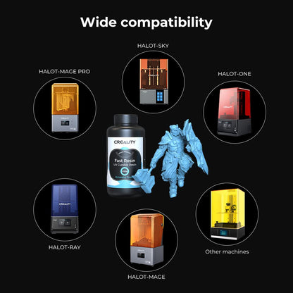 Creality Fast Printing Resin, 1000g LCD 3D Printer Resin, 405nm UV-Curing Resin, Low Shrinkage, Low Odor, Excellent Fluidity, Photopolymer Resin for LCD 3D Printing, Blue