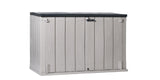 Toomax Stora Way All Weather Outdoor XL Horizontal Storage Shed Cabinet for Trash Can, Garden Tools, and Yard Equipment, Taupe Gray and Anthracite Toomax