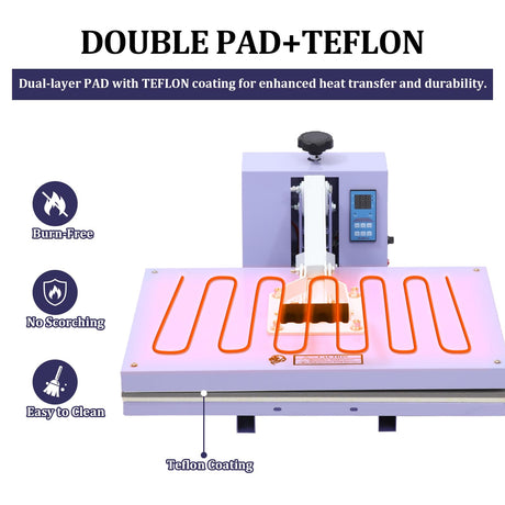 16x24 Heat Press - Professional Digital Sublimation Heat Press Machine for T-Shirts, Clothes, Canvas Bags - Adjustable Pressure, Even Heating Technology, Large Operating Panel EcoExplorer