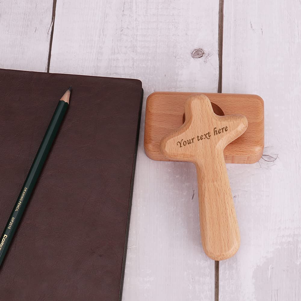 Customized Engraving Name/Text Crosses Healer Prayer Personalized Wooden Cross Decoration for Table Hand Held Cross Made to Perfectly Fit in Your Hand Gifts - WoodArtSupply