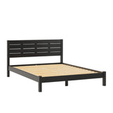 Walker Edison Ayla Boho Slatted Headboard Queen Bedframe, Queen Size, Black Walker Edison