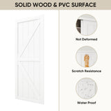 JUBEST 60"(Double 31") x80" Sliding Closet Door, K Style MDF Bypass Closet Door with Hardware Kit & Matching Fascia, Preassembled Solid Wood Slab with Water-Proof PVC Surface, Easy to Install, White JUBEST