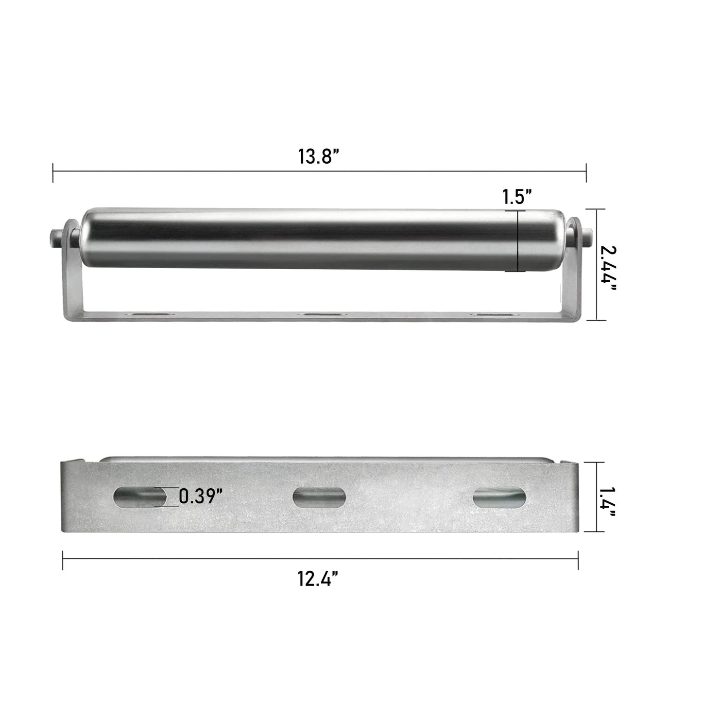 1.5" Diameter Roller and Bracket Set - 13.8" Long for Transporting Such as Foating Fishing Boats, Kayaks, Rafts and so on - Pack of 2 - WoodArtSupply