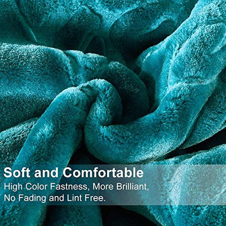 JML Korean Blanket King Size Heavy, Raschel Fleece Blanket for Winter, Soft Fluffy Thick Warm Home Decor, 85 x 95 Inches, 9 Lbs, Single Ply, Plush Cozy Luxury Embossing Bedding, Teal JML