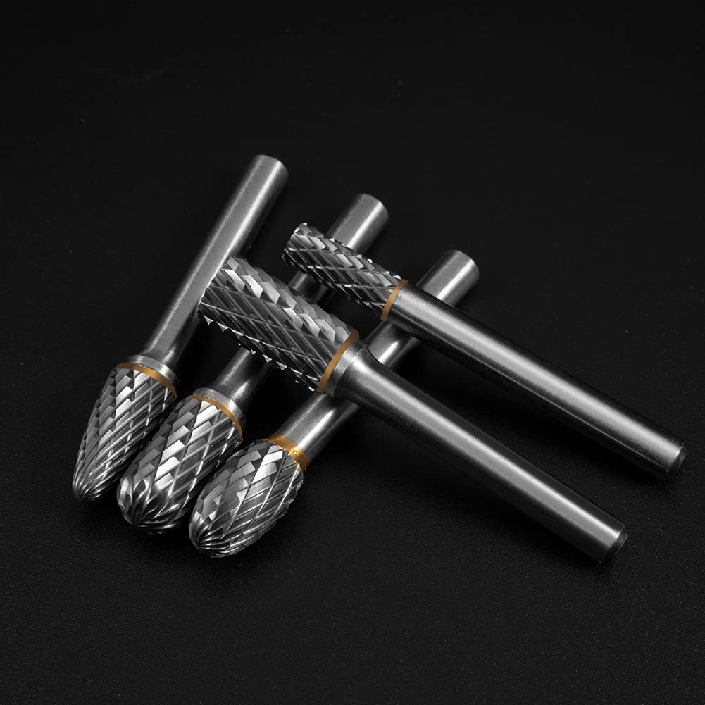 HIDOTOL Carbide Burr Set 1/4" Shank 10PC Tungsten Double Cut Carbide Rotary Burr Set for Metal and Wood Carving, Grinding, Polishing, Engraving, Drilling in Sturdy Round Case. HIDOTOL