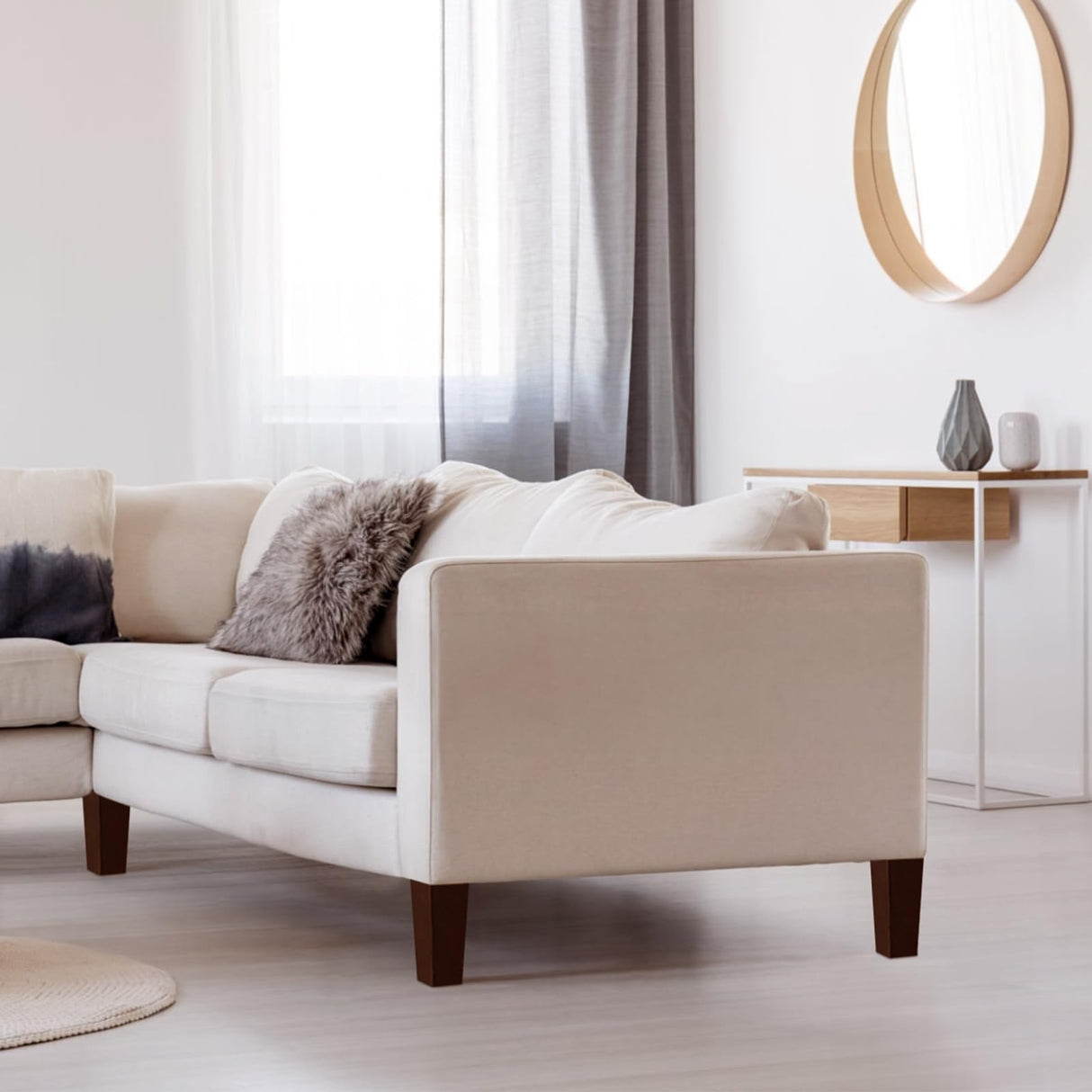 6 Inch Wooden Sofa Legs Set of 4, Brown Square Wood Furniture Feet Couch Legs, Mid Century Modern Dresser Replacement Feet for Chair Cabinet Armchair Recliner Table Or Home DIY Projects Bun Feet GOSCHE