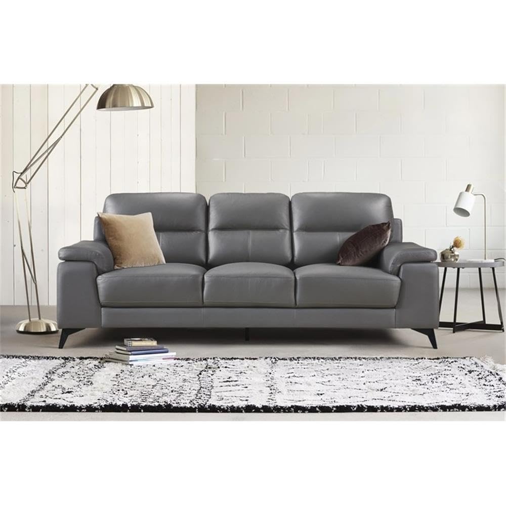 Homelegance 89" Leather Sofa, Dark Gray Homelegance