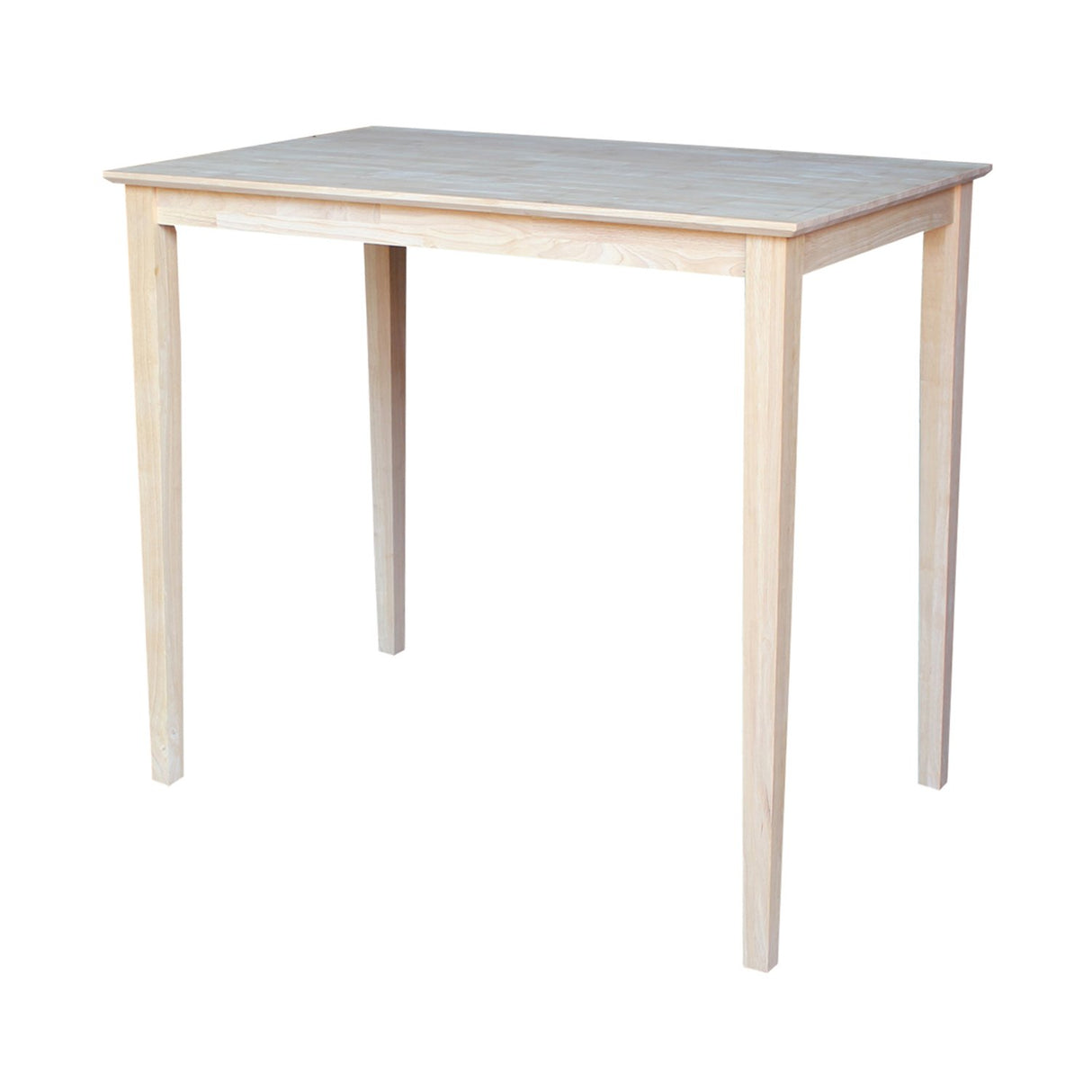 International Concepts Table Top Solid with Wood Bar Height Shaker Legs, 30 by 48-Inch, Unfinished IC International Concepts