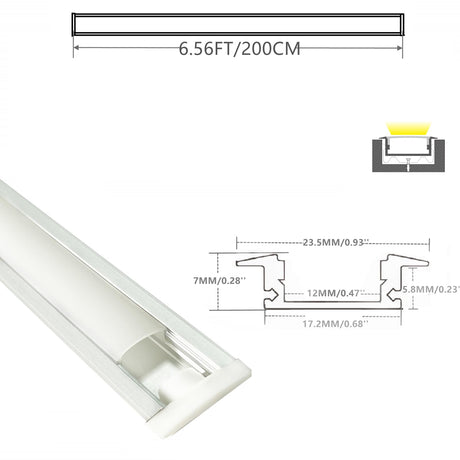 THMOOTHER Recessed LED Strip Channel Diffuser 10-Pack 6.56FT,23.5X7MM LED Tape Aluminum Track with Flange,Flush Mounted Wardrobe Bookcase Wine Cabinet Wooden Furniture Groove Integrated Low Profile THMOOTHER