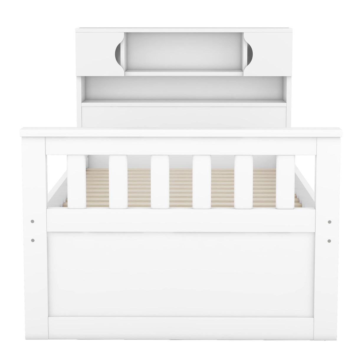 Modern Twin Size Captain Bed with Storage Headboard and 4 Drawers in White by XD Designs XD Designs