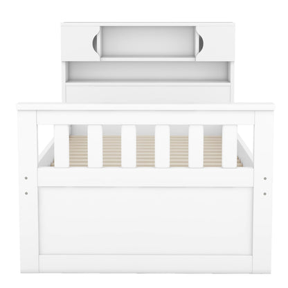 Modern Twin Size Captain Bed with Storage Headboard and 4 Drawers in White by XD Designs - WoodArtSupply