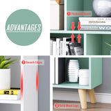 IOTXY Wooden Open Shelf Bookcase - 3-Tier Floorstanding Display Cabinet Rack with Legs, 7 Cubes Free Standing Bookshelf, Warm White IOTXY