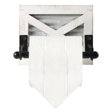 Farmhouse Toilet Paper Holder with Galvanized Metal& Black Metal - Rustic Weathered White Wood Wall Mount Toilet Roll Holder for Bathroom Decor KULEDM