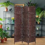 HOMCOM Room Divider, 3 Panel Folding Privacy Screen, 6FT Tall Portable Wicker Weave Partition Wall Divider for Bedroom, Home Office, Brown HOMCOM