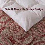 FADFAY Paisley Duvet Cover Set 100% Cotton Ultra Soft Red and Beige Reversible Paisley Bedding Set with Hidden Zipper Closure 3 Pieces, 1Duvet Cover & 2Pillowcases, King/California King Size FADFAY