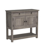 HOSTACK Farmhouse Console Table with 2-Door Cabinet & 2 Drawers, Coffee Bar, Entryway Table with Storage Shelf, Sofa Tables Buffet Sideboard for Kitchen, Hallway, Dining, Living Room, Ash Gray HOSTACK