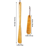Healifty Wooden Shoe Horn 2 Pcs - 15.5in & 6.2in Shoe Spoon for Boots and Shoes, Shoe Horn Long and Short Handle for Seniors, & Adults Healifty