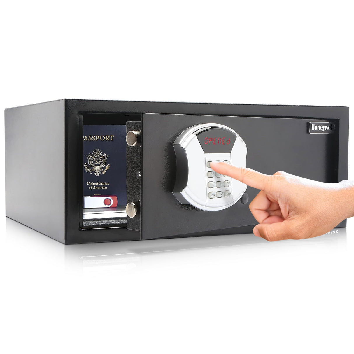 Honeywell Safes & Door Locks - Hideable Safe Box with Hotel-Style Digital Lock - Low Profile Cash Safe with LED Display - Steel Security Safe with 2 Emergency Keys Included - 1.0 CU - Black - 5105 Honeywell Safes & Door Locks