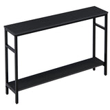 Timberer Narrow Console Table, 47 Inch Sofa Table with Adjustable Shelf, 2-Tier Long Skinny Table for Hallway, Entryway, Living Room, Foyer, Black Timberer