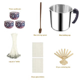 Harnico Candle Making Kit with Candle Wax Melter 1300ML Melting Pot 304 Stainless Steel Candle Pouring Pot for Melting Wax, Including 100pcs Candle Wicks, Mixing Spoon, Center Devices, Wick Sticker Harnico