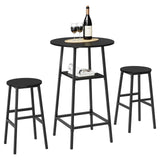 MAHANCRIS Round Bar Table, 37.4" High Pub Table, 2-Tier Counter Height Cocktail Table, High Top Tables with Storage, Bistro Tables for Small Spaces, Easy to Assemble, Black BTHB12501 MAHANCRIS