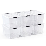 Lifetime Appliance Parts 6 PACK 54 Qt. Plastic Storage Bin Tote Organizing Container with Ultra Durable Lid & Secure Latching Buckles Stackable Extra Strength Clear w/Black Handle Lifetime Appliance Parts