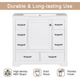 36" Bathroom Vanity with Sink, Harper & Bright Designs Free Standing Single Basin Vanity Set with 6 Drawers & One Cabinet with Adjustable Shelf, Bathroom Cabinet with Ceramic Basin for Bathroom, White Harper & Bright Designs