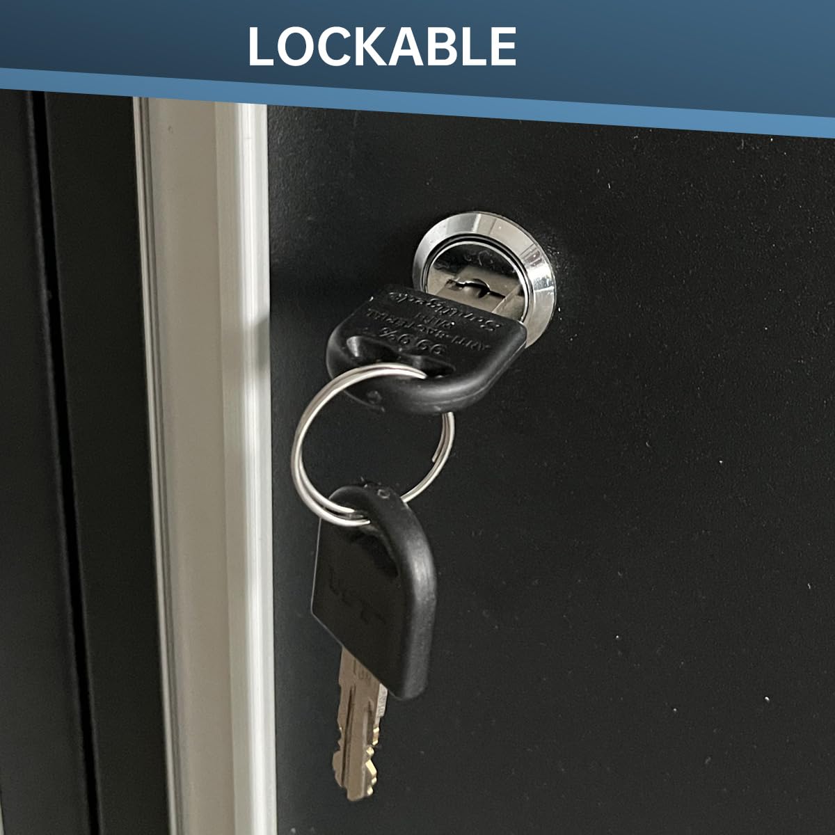 JZD Metal Tool Storage Cabinet with Lockable Doors and 2 Adjustable Shelves, for Office, Garage, Black & Grey JZD