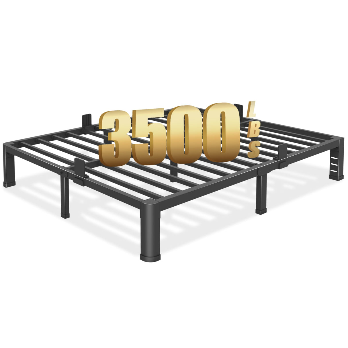 10 inch Queen Bed Frame with Round Corner Legs and Headboard Hole Mattress Slide Stopper Low Profile Heavy Duty Metal Platform,Steel Slats Support,No Box Spring Needed,Easy Assembly,Noise Free Yitong Angel