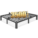 10 inch Queen Bed Frame with Round Corner Legs and Headboard Hole Mattress Slide Stopper Low Profile Heavy Duty Metal Platform,Steel Slats Support,No Box Spring Needed,Easy Assembly,Noise Free Yitong Angel