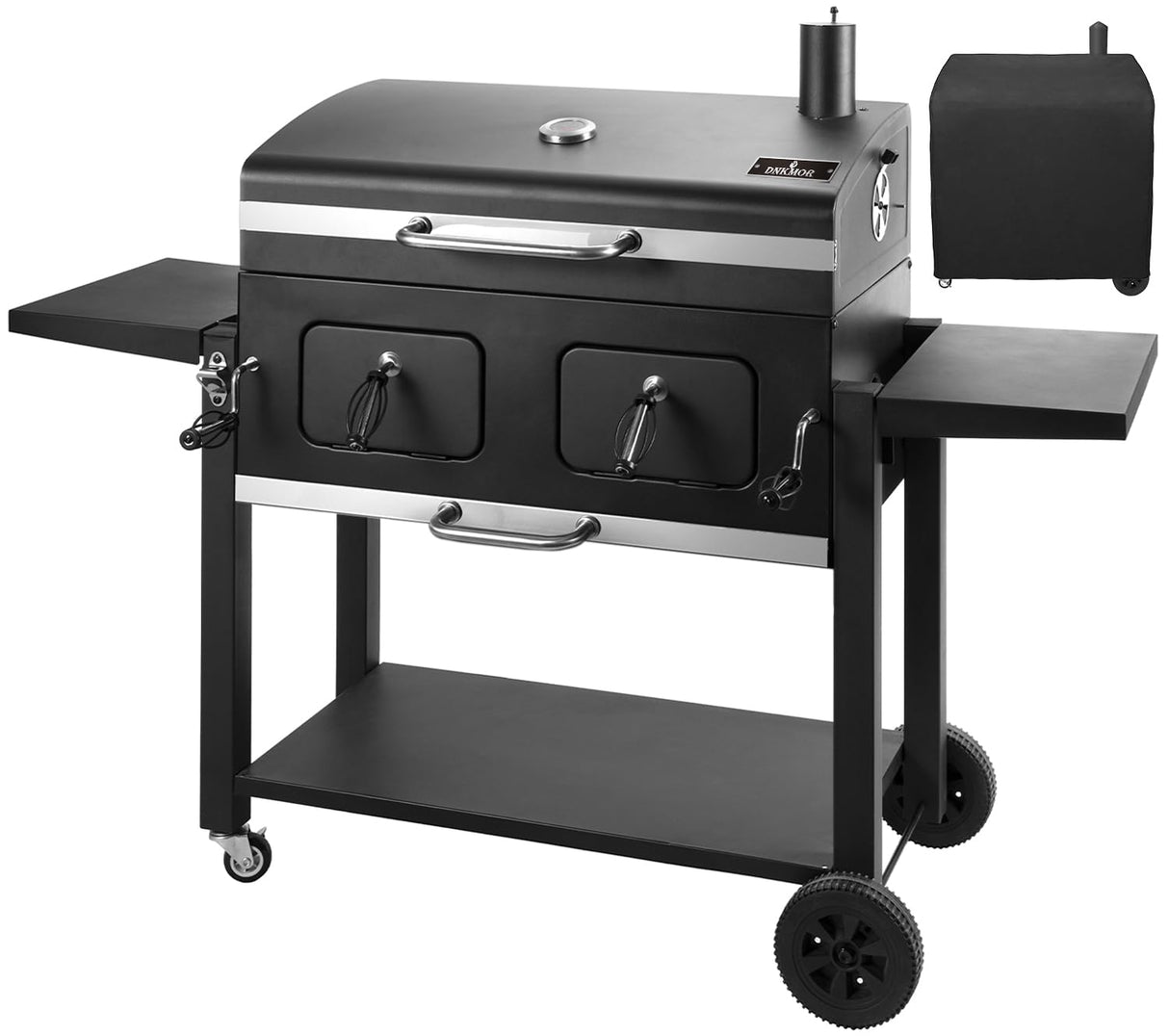 Charcoal Grill Outdoor BBQ Grill, Extra Large Cooking Area 794 Square Inches with Two Individual & Adjustable Charcoal Tray, Foldable Side Tables for Outdoor Cooking Backyard Camping Picnics By DNKMOR WoodArtSupply