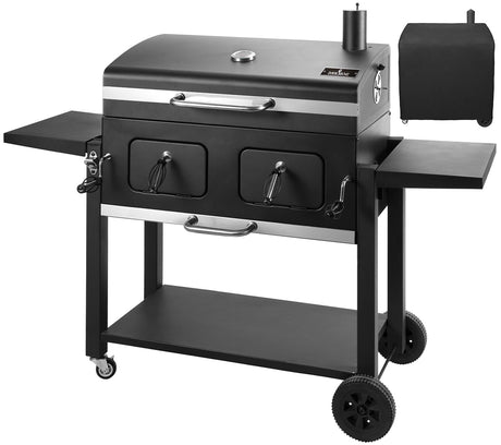 Charcoal Grill Outdoor BBQ Grill, Extra Large Cooking Area 794 Square Inches with Two Individual & Adjustable Charcoal Tray, Foldable Side Tables for Outdoor Cooking Backyard Camping Picnics By DNKMOR WoodArtSupply
