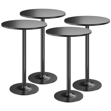 Furmax Bistro Pub Table Round Bar Height Cocktail Table Metal Base MDF Top Obsidian 23.8-Inch Top, 39.5-Inch Height (Black, 4-Pack) Furmax