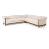 Merax Chesterfield Sofa, Retro Upholstered 6 Seater Rolled Arm Couch for Living Room Bedroom Office, Beige Merax
